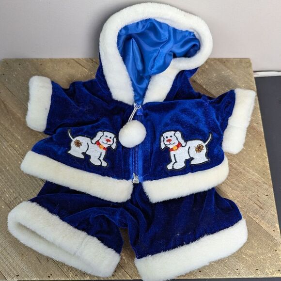 Bear factory Build a bear christmas outfit blue velvet santa suit - Picture 1 of 7